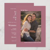 Simple Dusty Roos of Mauve Vertical Photo Wedding Kaart (Voorkant / Achterkant)