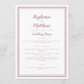 Simple Dusty Roos Pink White Wedding Menu Elegant (Voorkant)