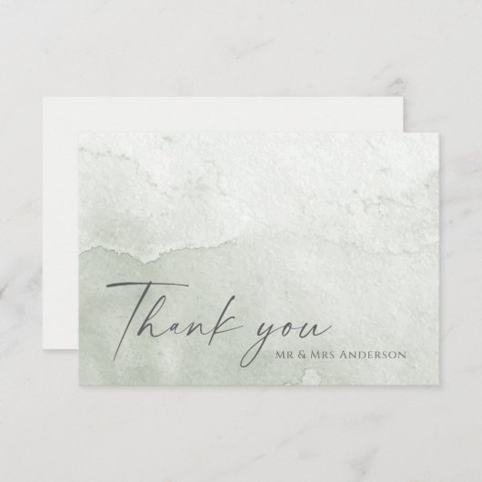 Simple Dusty Sage-Waterverf Bedankkaart (Voorkant / Achterkant)