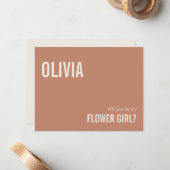 Simple Dusty Terracotta Bloemenmeisje Voorstel Kaa Notitiekaartje (Voorkant / Achterkant in situ)