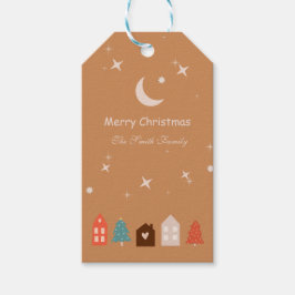 Simple Earth Tone Merry Christmas Gift Label Cadeaulabel