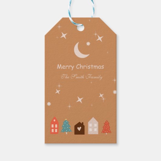 Simple Earth Tone Merry Christmas Gift Label Cadeaulabel (Voorkant)
