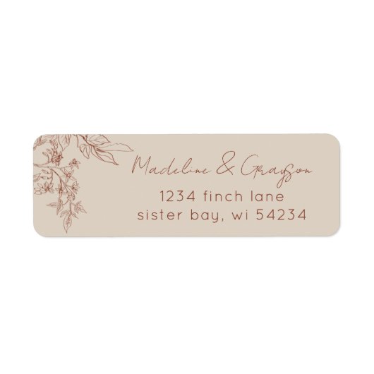 Simple Elegance Boho Floral Address Etiket (Voorkant)