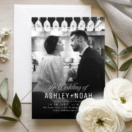 Simple Elegance Classy Script Photo Wedding  Kaart