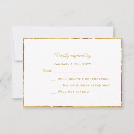 Simple Elegance Luxe Gold Edge Wedding RSVP-Kaart RSVP Kaartje (Voorkant)