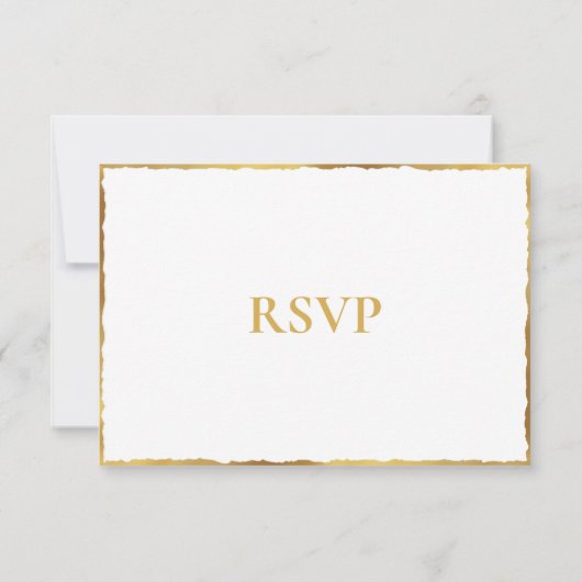 Simple Elegance Luxe Gold Edge Wedding RSVP-Kaart RSVP Kaartje (Achterkant)