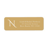 Simple Elegance Monogram Gold Return Address Etiket (Voorkant)