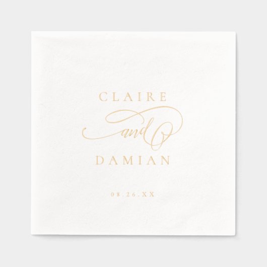 Simple Elegance Romantic Script Classic Wedding Folie Servetten (Voorkant)