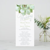 Simple Elegance Succulent Wedding Program Programmakaart (Staand voorkant)