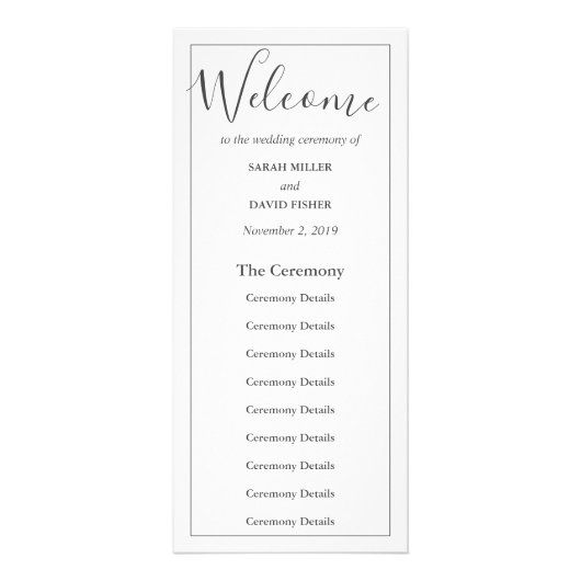 Simple Elegance Wedding Ceremony Program Reclamekaart (Voorkant)