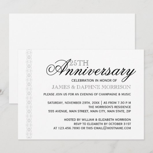 Simple Elegance Wedding Jubileum Kaart (Voorkant / Achterkant)