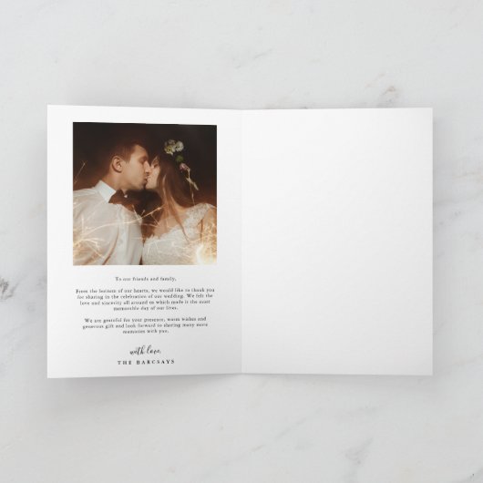 Simple Elegance Wedding Photo Bedankkaart (Binnen)