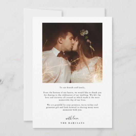 Simple Elegance Wedding Photo Bedankkaart (Achterkant)
