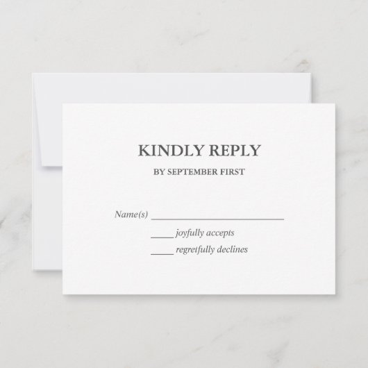 Simple Elegance Wedding RSVP Response Kaart (Achterkant)
