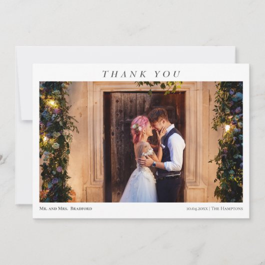 Simple Elegant 2 Photos Typography Message Wedding Bedankkaart (Voorkant)
