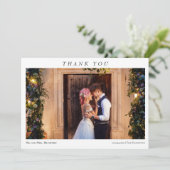 Simple Elegant 2 Photos Typography Message Wedding Bedankkaart (Staand voorkant)
