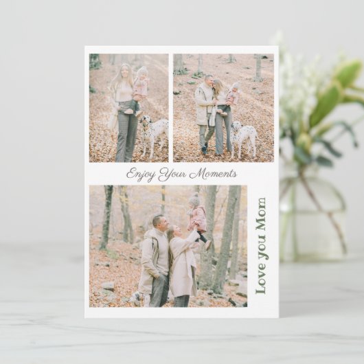 Simple Elegant 3 Photo Collage Holiday Kaart (Staand voorkant)