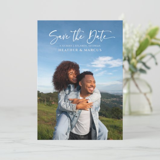 Simple Elegant 4-Photo Calligraphy QR Code (Staand voorkant)