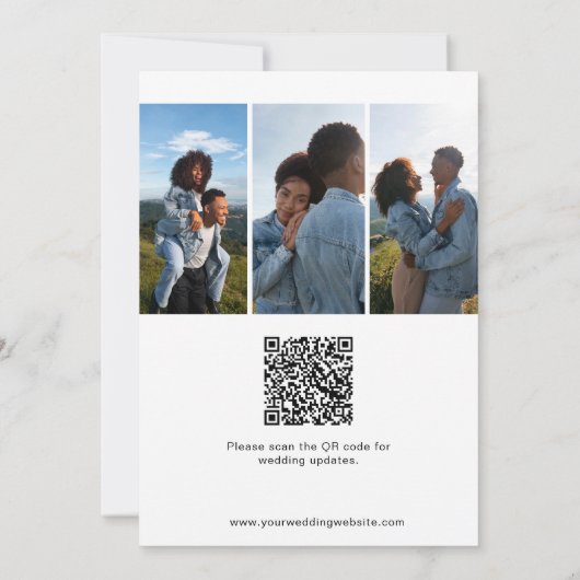 Simple Elegant 4-Photo Calligraphy QR Code (Achterkant)