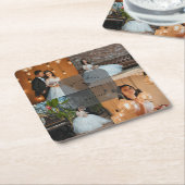 Simple Elegant 4 Photo Collage Wedding Party Kartonnen Onderzetters (Schuin)