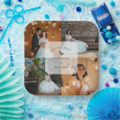 Simple Elegant 4 Photo Collage Wedding Party Papieren Bordje (Feest)