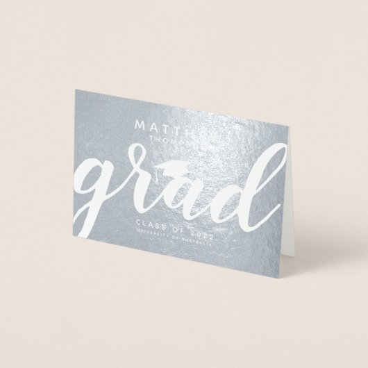 Simple Elegant Afstudeerder Silver Foil Wenskaart Folie Kaarten (Voorkant)