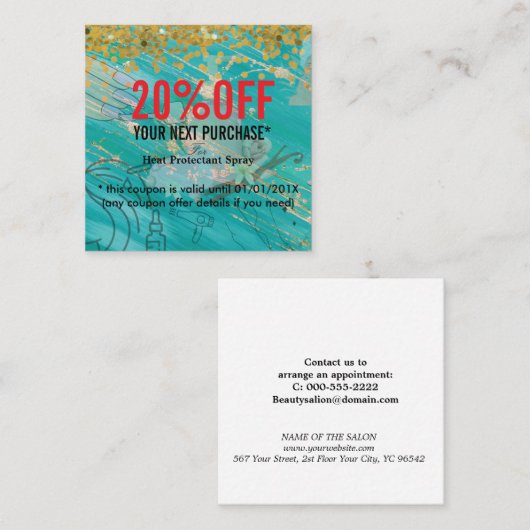 Simple Elegant Beauty Salon Kortingskaartje (Voorkant / Achterkant)