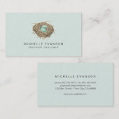 Simple Elegant Bird Nest Professional Mint Green Visitekaartje (Voorkant / Achterkant)