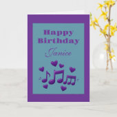 Simple Elegant Birthday Music Notes Birthday Kaart (Gele Bloem)