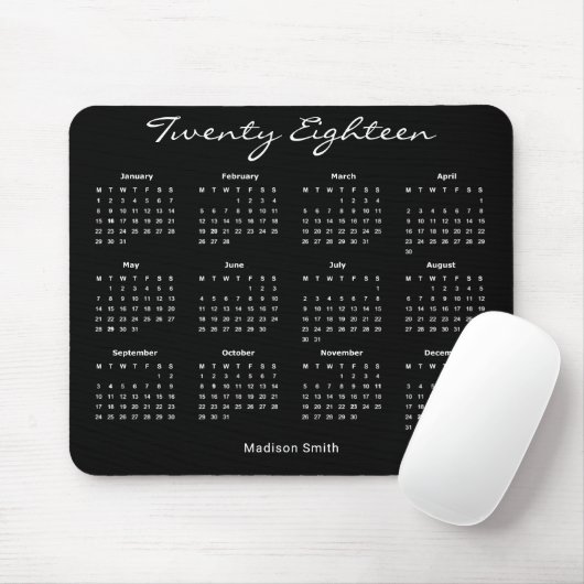 Simple Elegant Black 2018-kalender Muismat (Met muis)