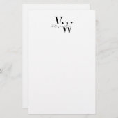 Simple Elegant Black and White Initials  Briefpapier (Voorkant / Achterkant)