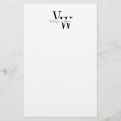 Simple Elegant Black and White Initials  Briefpapier (Voorkant)