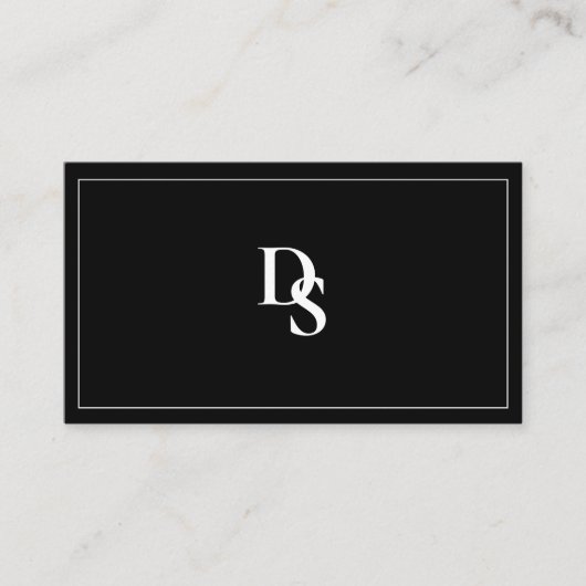Simple Elegant Black and White Monogram Initial Visitekaartje (Voorkant)