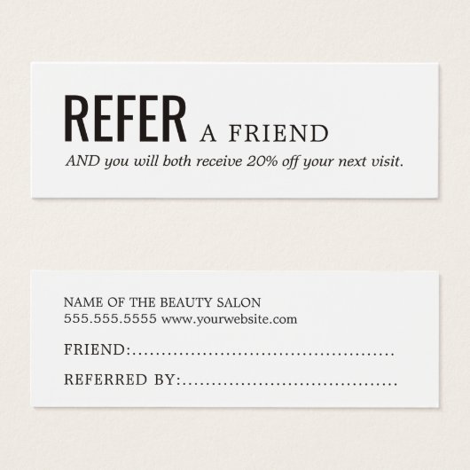 Simple Elegant Black and White Reference Kaart (Voorkant /achterkant)