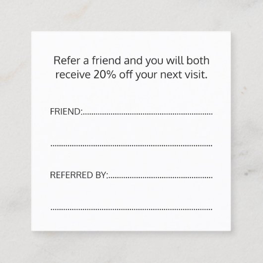 Simple Elegant Black and White Reference Kaart (Achterkant)