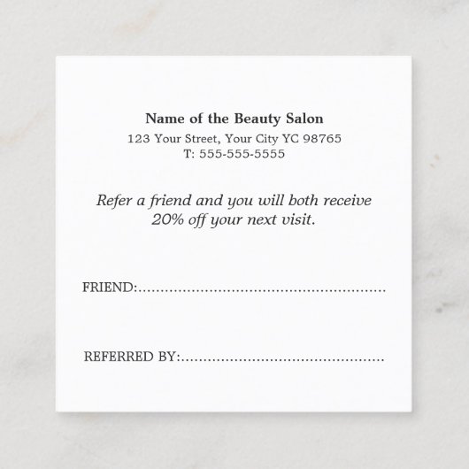 Simple Elegant Black and White Reference Kaart (Achterkant)