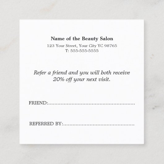 Simple Elegant Black and White Reference Kaart (Achterkant)