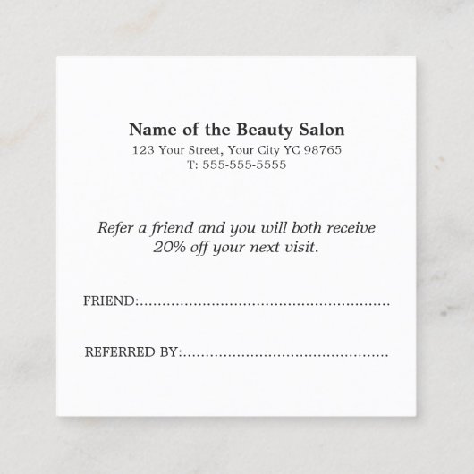 Simple Elegant Black and White Reference Kaart (Achterkant)