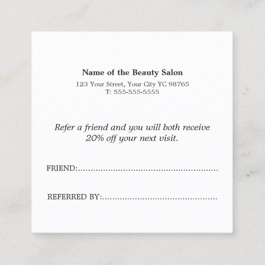 Simple Elegant Black and White Reference Kaart (Achterkant)