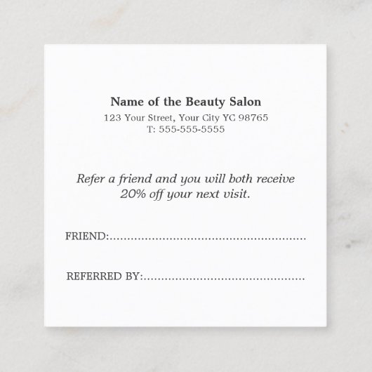 Simple Elegant Black and White Reference Kaart (Achterkant)