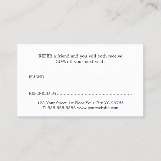 Simple Elegant Black and White Reference Kaart (Achterkant)