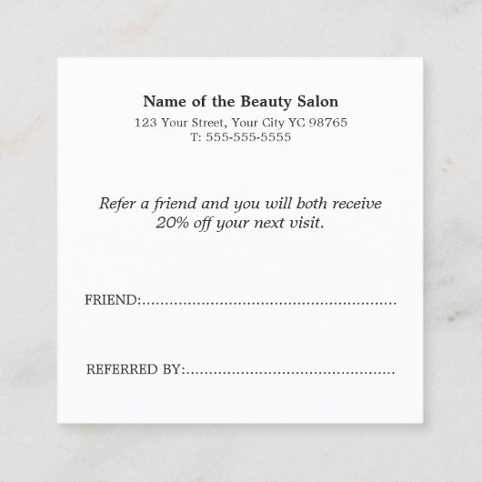 Simple Elegant Black and White Reference Kaart (Achterkant)