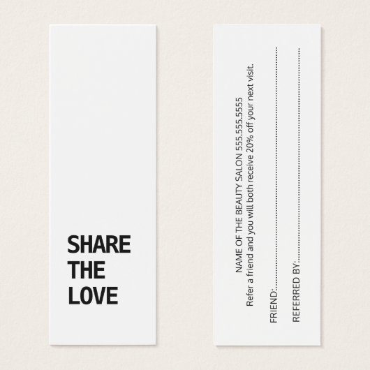 Simple Elegant Black and White Reference Kaart (Voorkant /achterkant)