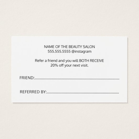 Simple Elegant Black and White Reference Kaart (Achterkant)