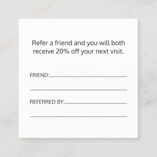 Simple Elegant Black and White Reference Kaart (Achterkant)