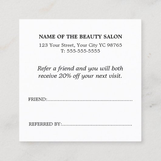 Simple Elegant Black and White Reference Kaart (Achterkant)