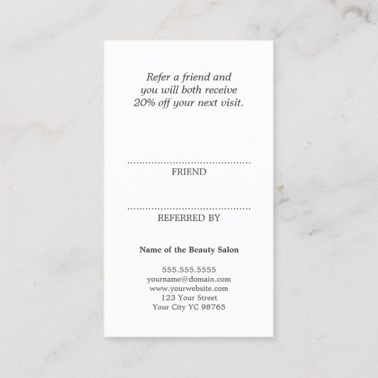 Simple Elegant Black and White Reference Kaart (Achterkant)