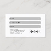 Simple Elegant Black and White Reference Kaart (Achterkant)