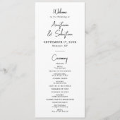 Simple Elegant Black and White Script Wedding Programmakaart (Voorkant)