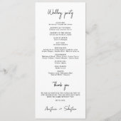 Simple Elegant Black and White Script Wedding Programmakaart (Achterkant)